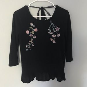 LC Lauren Conrad Black Floral Blouse